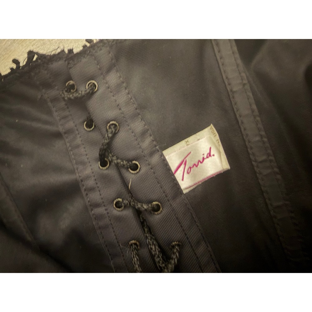Torrid Black Satin Floral Jacquard Lace Up Boned Corset Top Vintage Style 1X - Picture 8 of 10